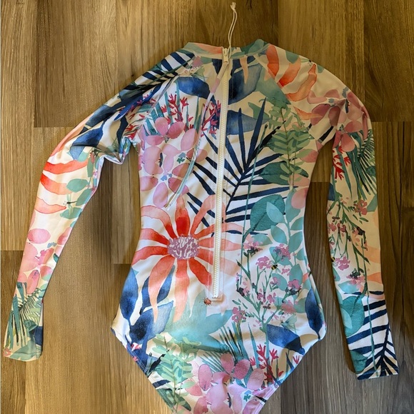 Axesea Floral Long Sleeve Swimsuit / Size 4 - Picture 2 of 5